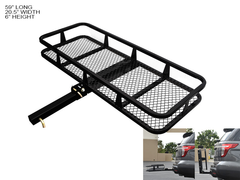 Armordillo 2" Hitch Cargo Carrier 20" X 58" Basket Style Fold Up Trailer Hitch - Black - Armordillo USA by I3 Enterprise Inc.