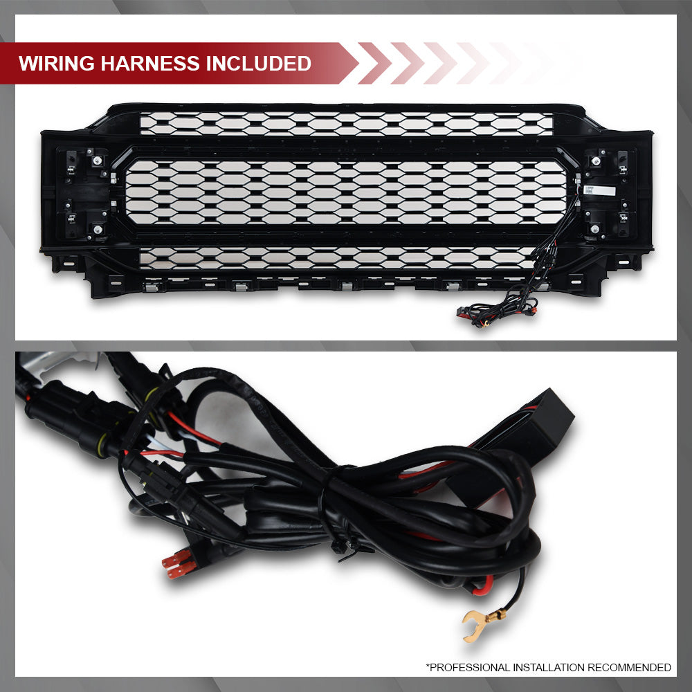 Armordillo 2021-2024 Ford F-150 (Excluding Raptor Model) LED Mesh Grille Gloss Black