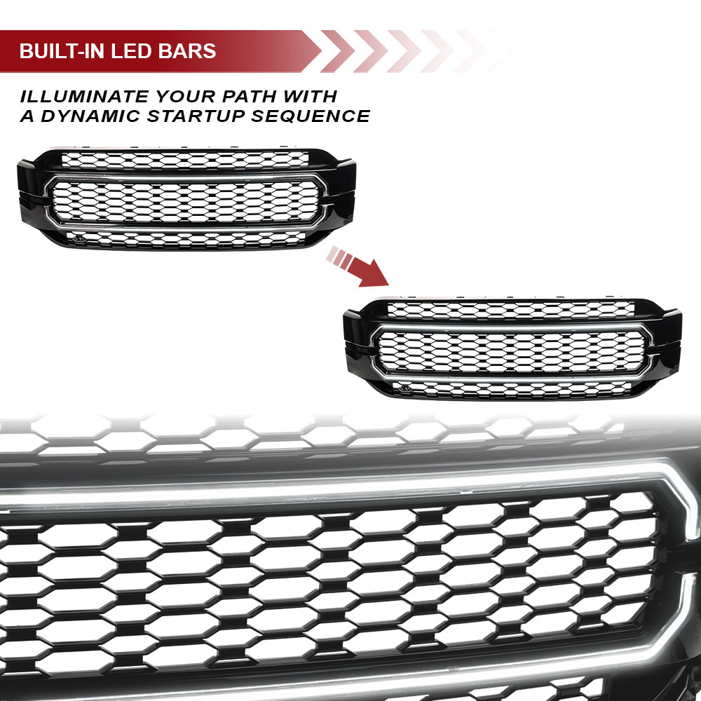 Armordillo 2021-2024 Ford F-150 (Excluding Raptor Model) LED Mesh Grille Gloss Black