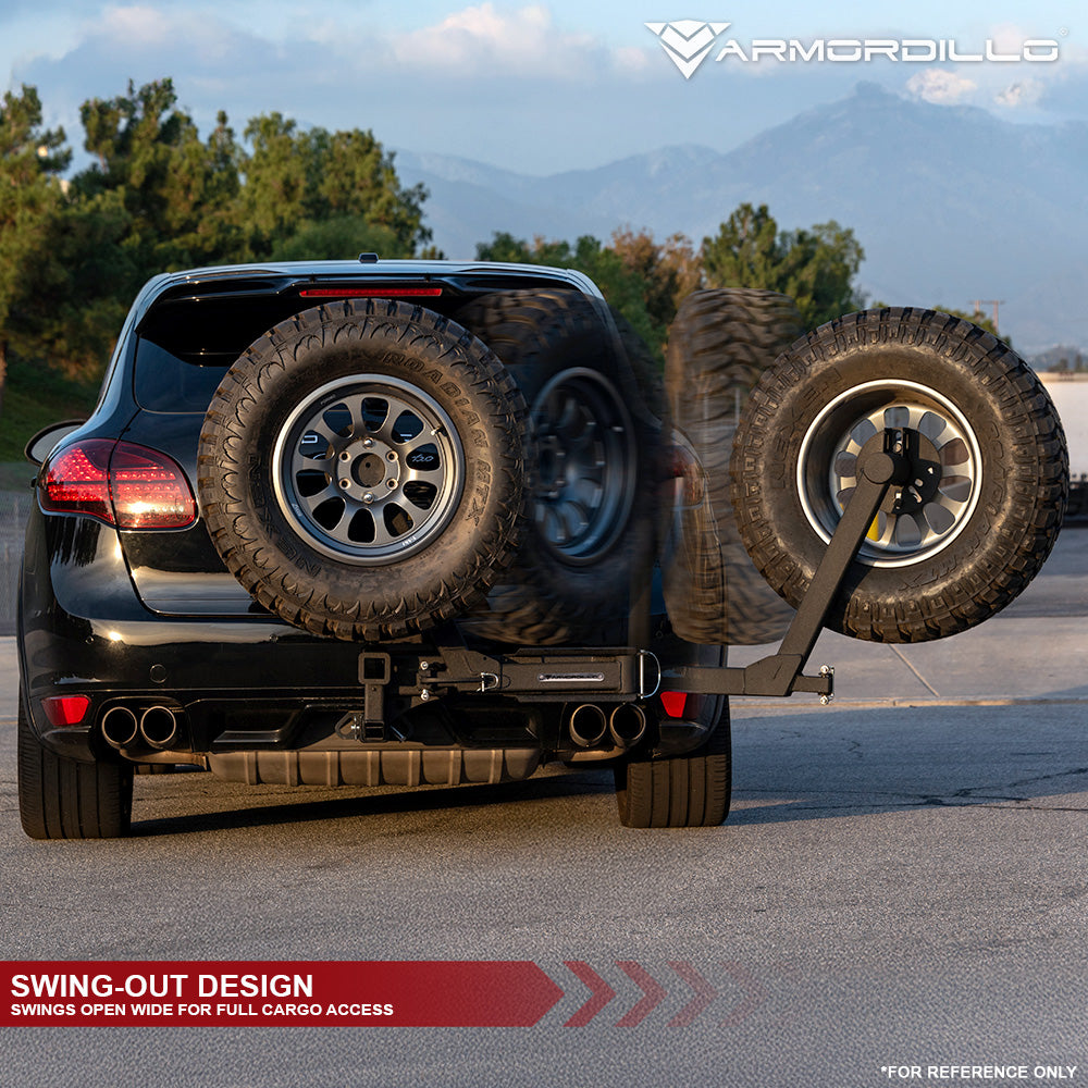 Armordillo Trailer Hitch Spare Tire Carrier (2" Receiver) - Texture Black