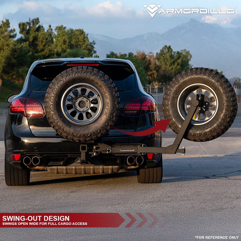 Armordillo Trailer Hitch Spare Tire Carrier (2" Receiver) - Texture Black