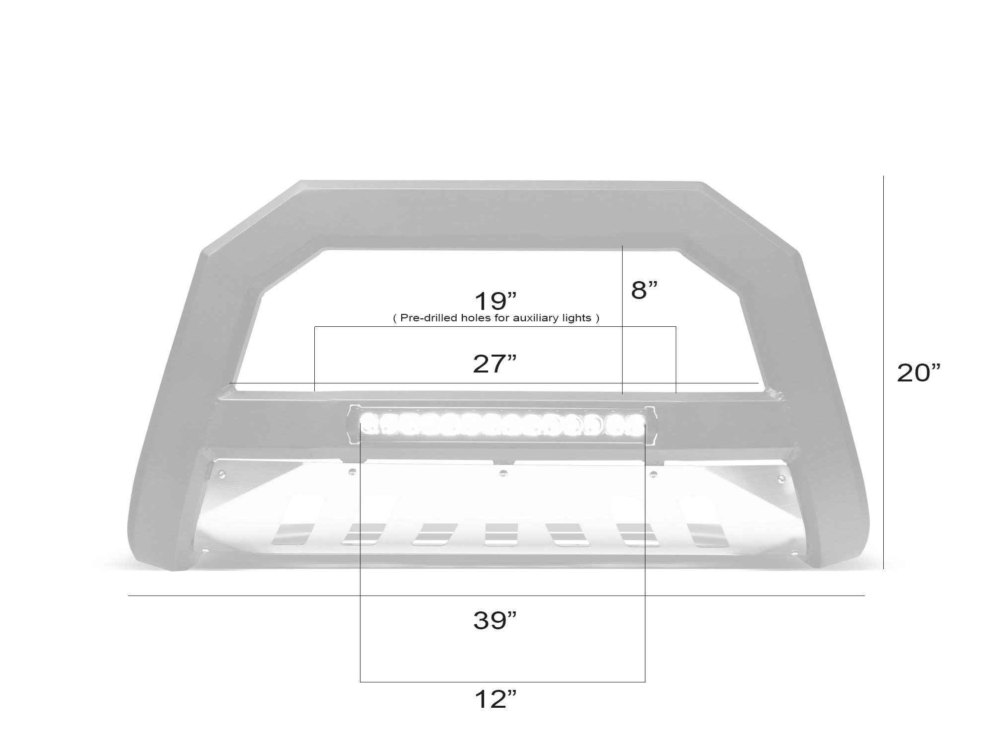 Armordillo 2019-2023 Ford Ranger AR Bull Bar w/LED - Matte Black w/ Aluminum Skid Plate