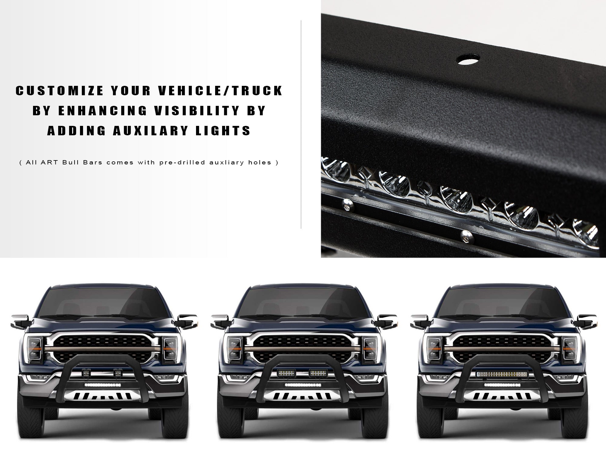 Armordillo 2019-2023 Ford Ranger AR Bull Bar w/LED - Matte Black w/ Aluminum Skid Plate
