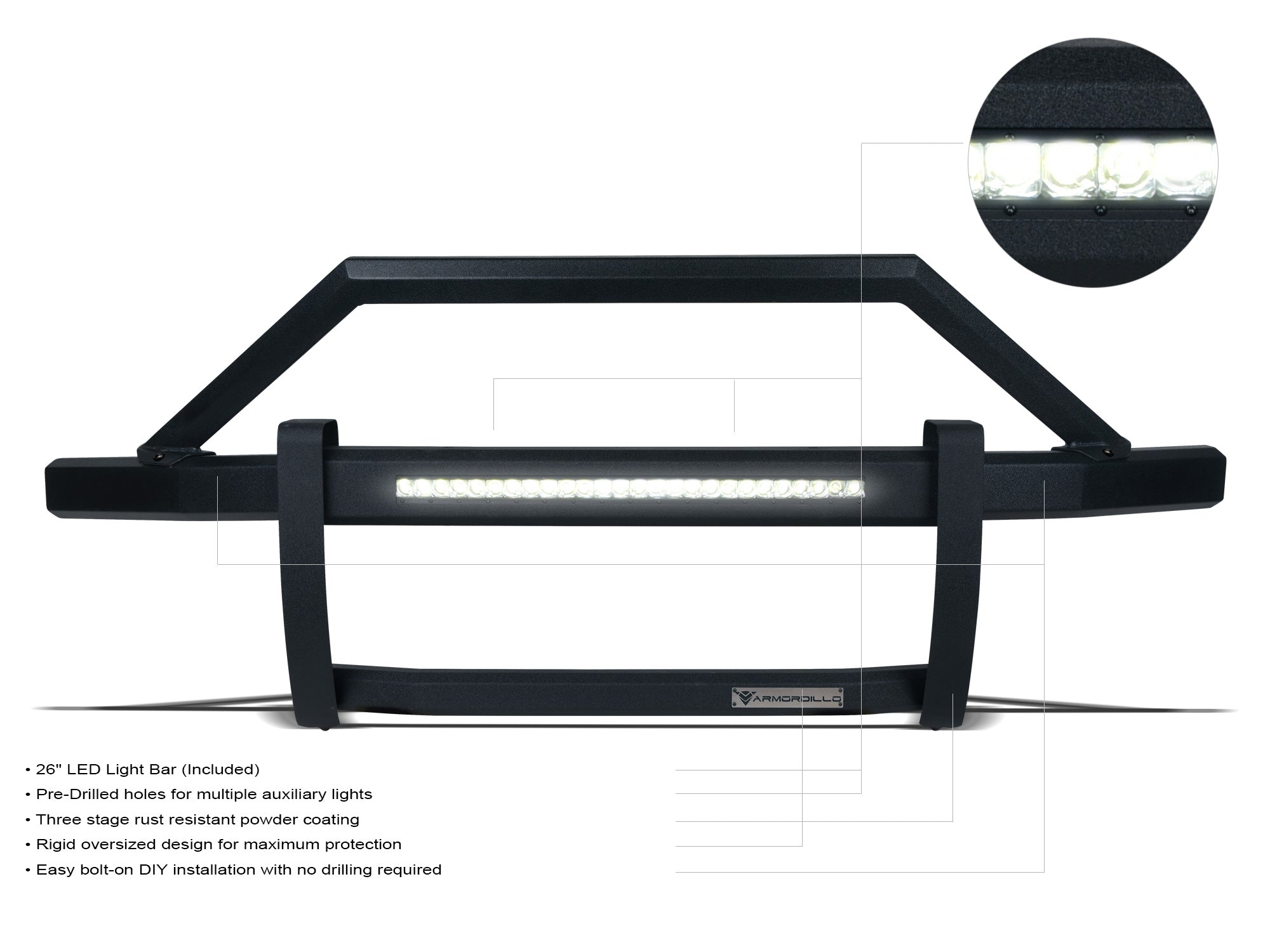 Armordillo 2021-2024 Chevrolet Surburban ARX Pre-Runner Guard - Matte Black