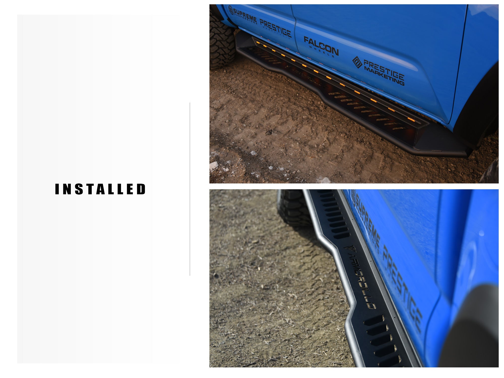 Armordillo 2007-2018 Chevrolet Silverado 1500/2500/3500 Double Cab FX Running Board w/ LED - Matte Black
