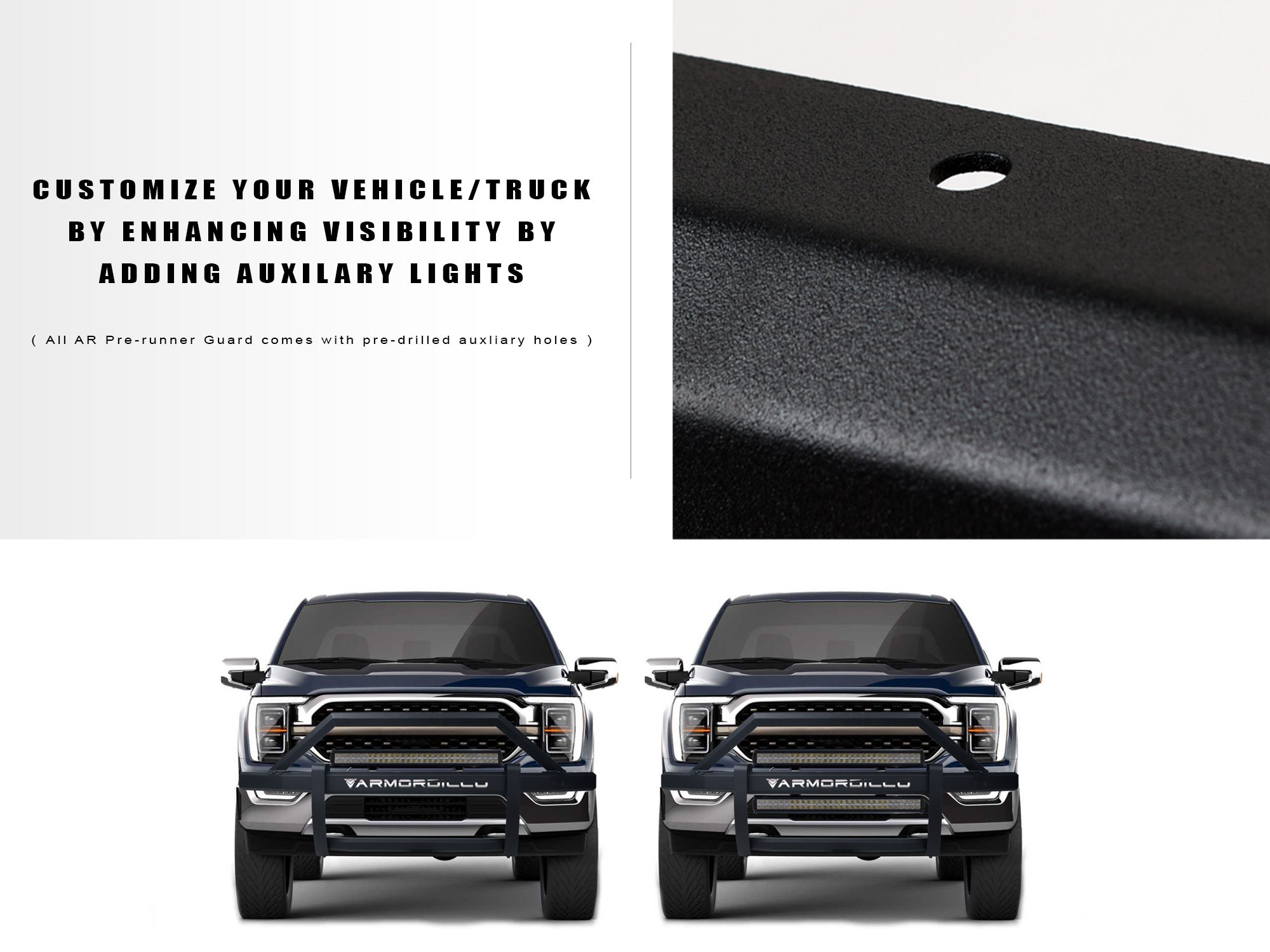 Armordillo 2007-2013 GMC Sierra 1500 AR2 Pre-Runner Guard - Matte Black - Armordillo USA by I3 Enterprise Inc.