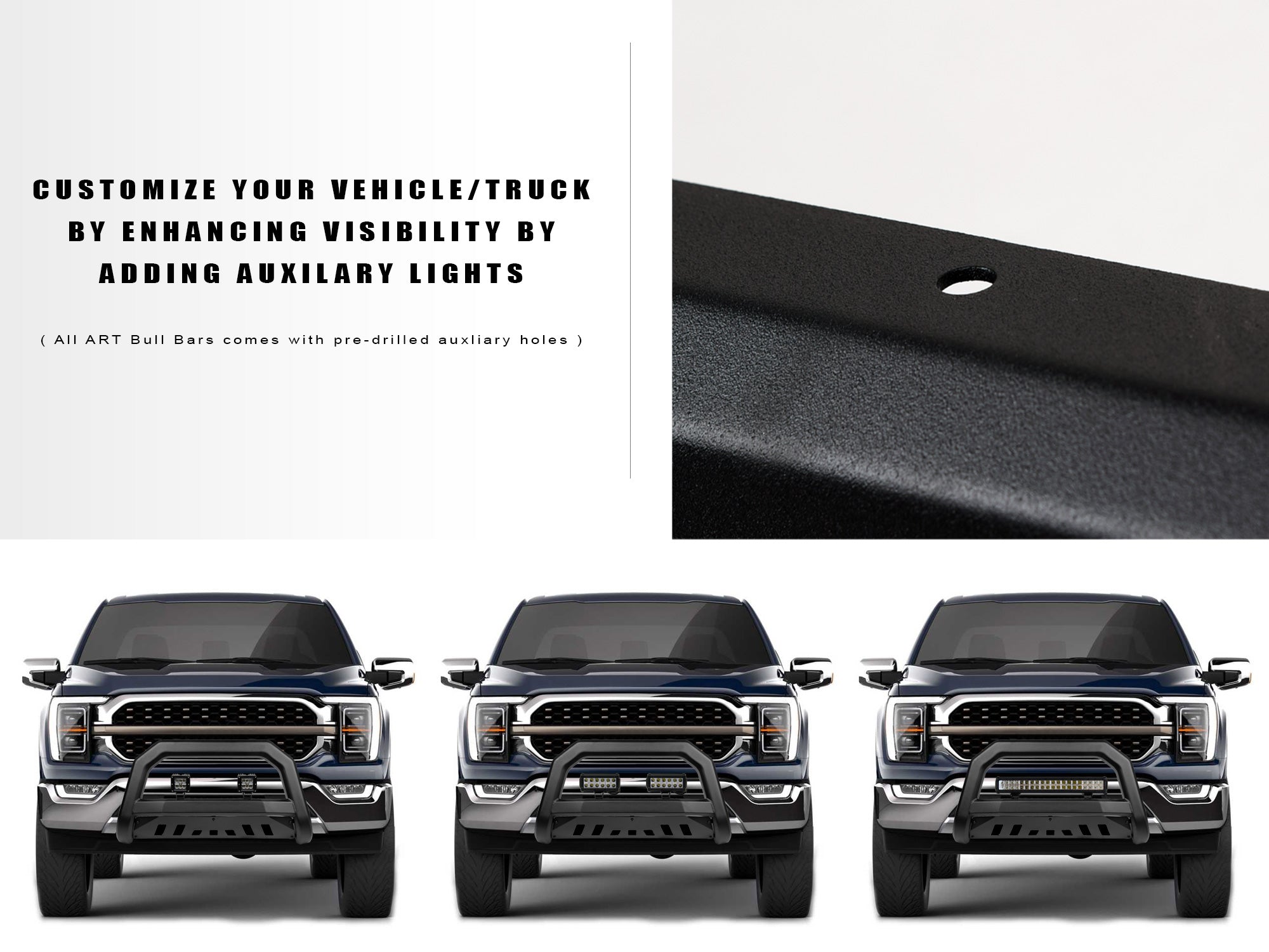 Armordillo 2007-2010 GMC Sierra 2500/3500 AR Series Bull Bar - Matte Black - Armordillo USA by I3 Enterprise Inc.