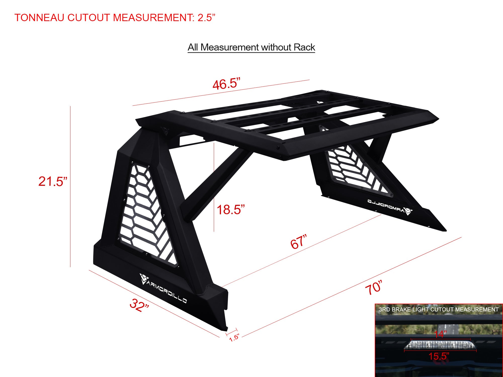 Armordillo CR-X Rack Chase Rack For Full Size Trucks (EXCLUDES 2009-2021 Dodge Rams Classic, Ford F-250/F-350/F-450/20+ 2500/3500)) - Armordillo USA by I3 Enterprise Inc.