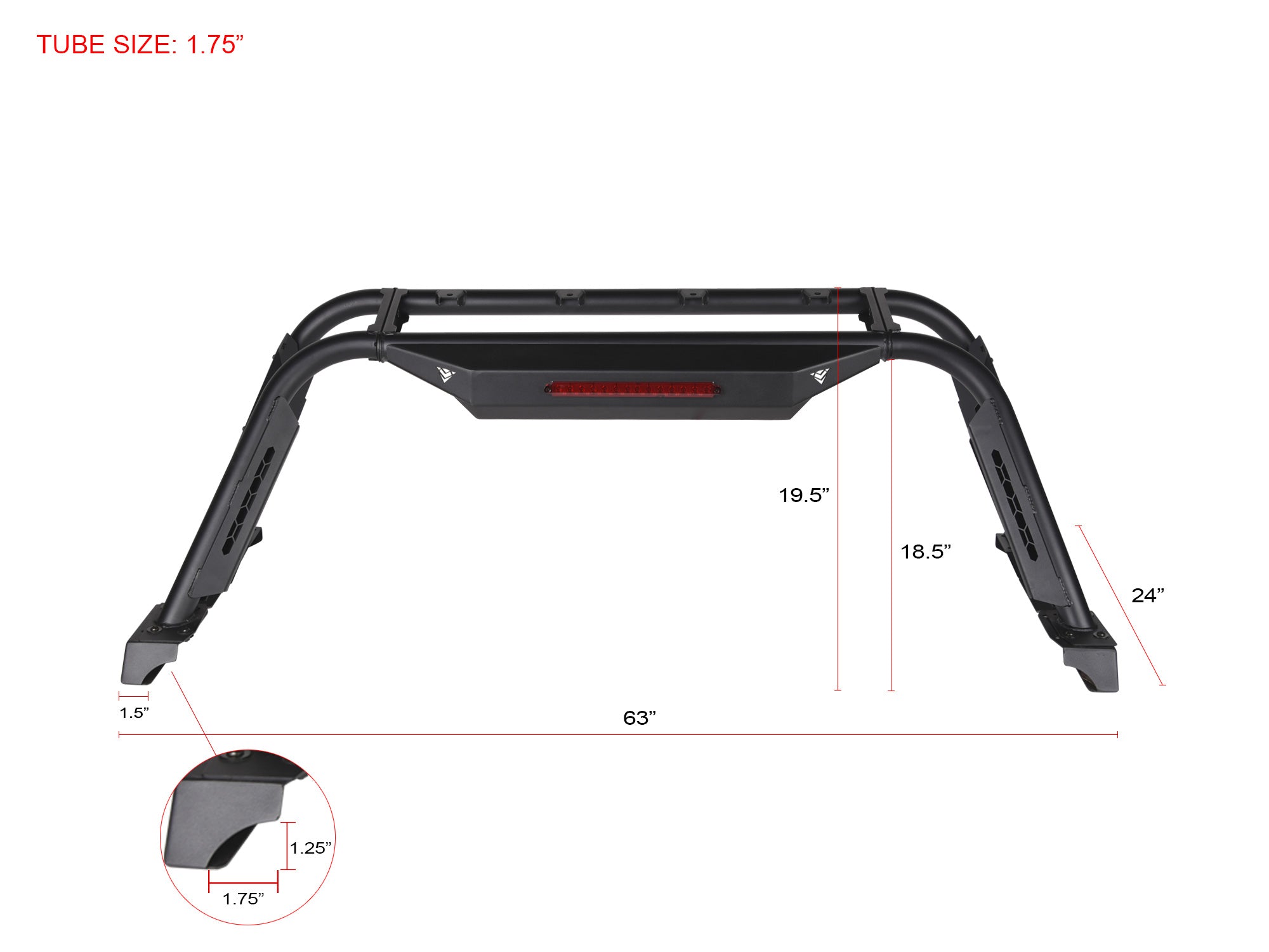 Armordillo CR-M Chase Rack W/3rd Brake Light For Full Size Trucks - Armordillo USA by I3 Enterprise Inc.